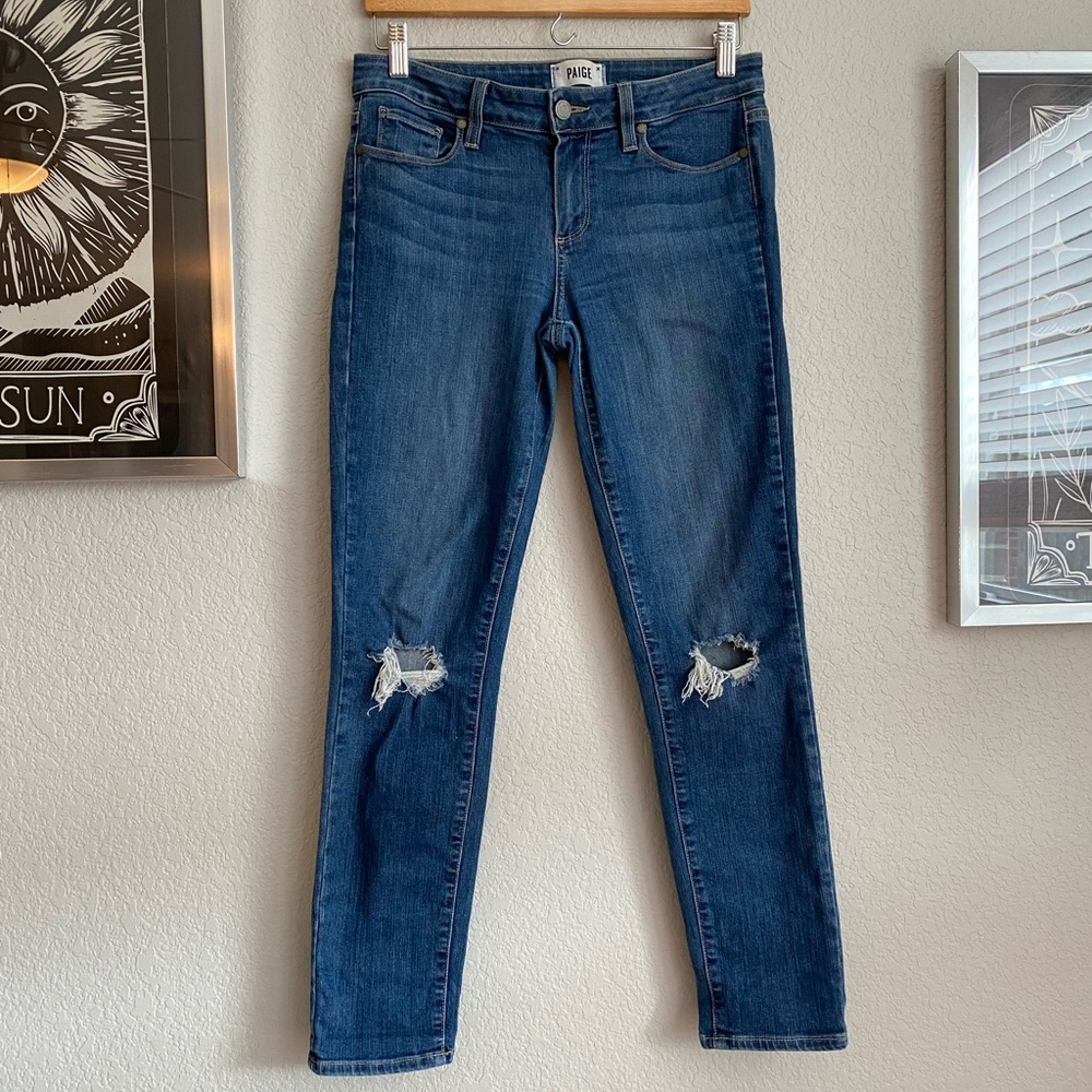 Paige Kylie Crop size 29 distressed straight leg jeans